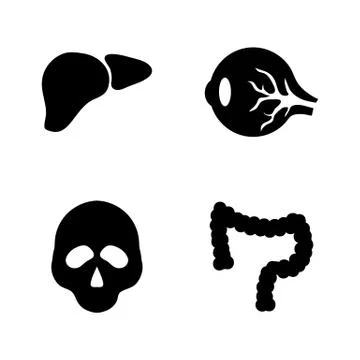 Human Internal Organs. Simple Related Vector Icons Stock Illustration