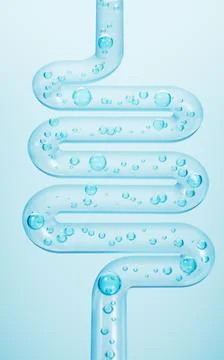 Human intestinal system and probiotics, 3d rendering. Stock Illustration