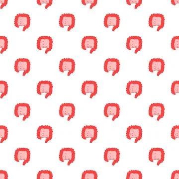 Human intestine cartoon pattern for gut health background Stock Illustration
