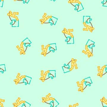 Human jigsaw puzzle vector seamless pattern Stock Illustration