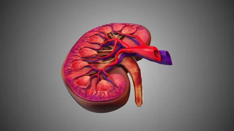 Human Kidney Anatomy with Functional Components Stock Footage 304408538
