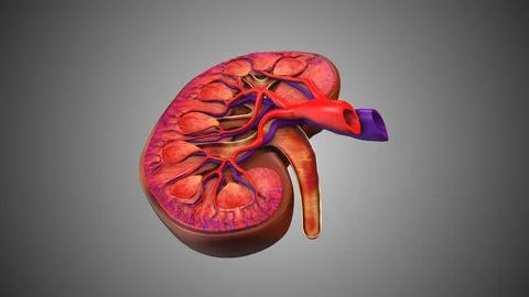 Human Kidney Anatomy with Functional Components Stock Illustration
