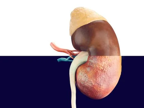 Human kidney half sick Stock Illustration