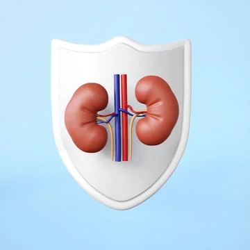 Human kidney with shield Illustrazione stock
