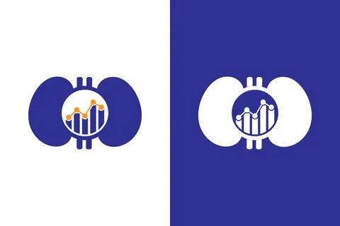 Human kidneys and graph logo combination. Unique internal organ logotype design Stock Illustration