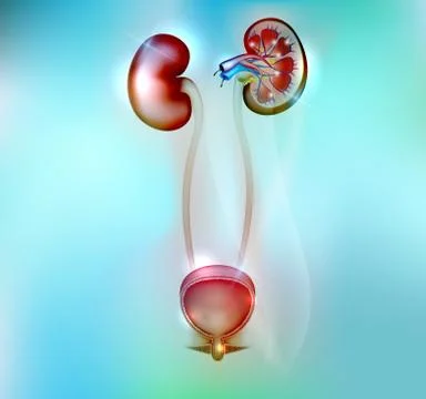 Human kidneys and urinary bladder anatomy Stock Illustration
