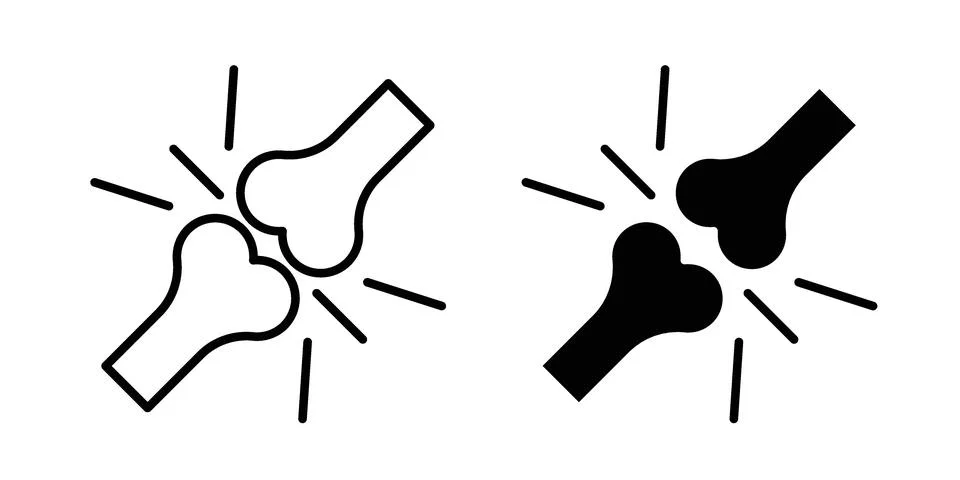 Human knee bone joint icon bundle for website design projects Stock Illustration