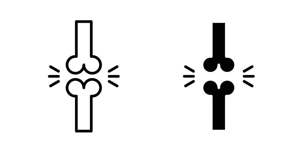 Human knee bone joint icon. Line Drawings and Silhouettes icons Stock Illustration