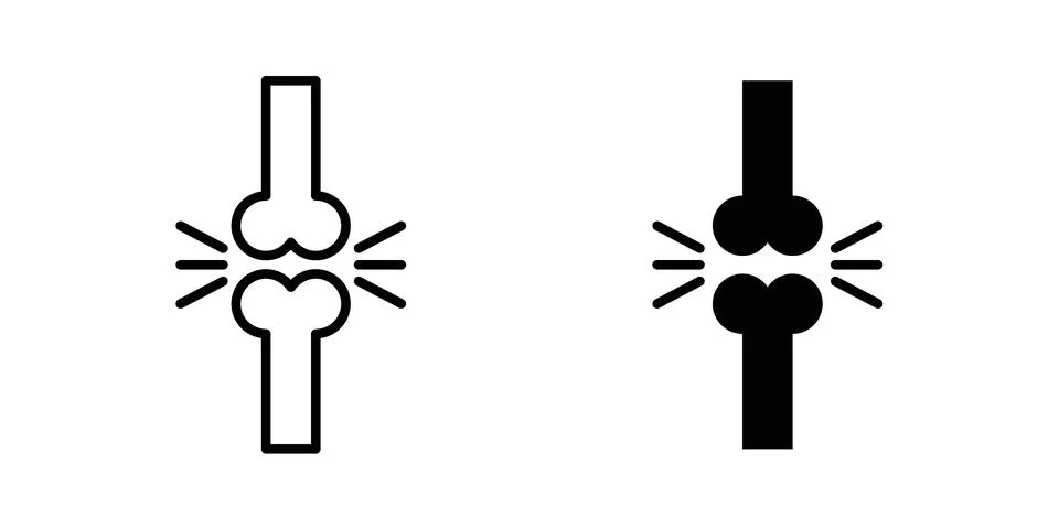 Human knee bone joint icon vector concepts, line and silhouette style Stock Illustration