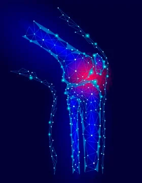 Human knee joint 3d model vector illustration. Low poly design future technol Stock Illustration