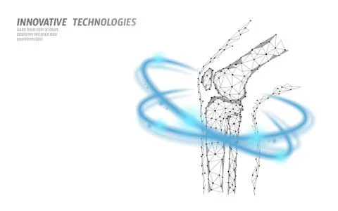 Human knee joint 3d model vector illustration. Low poly design future technology 스톡 일러스트