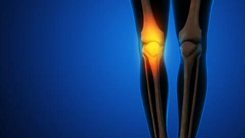 Human knee joint and bones with inflammation Illustration