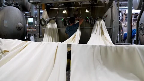 Human Labor in Textile Dyeing Process at Factory Stock Footage 330480719