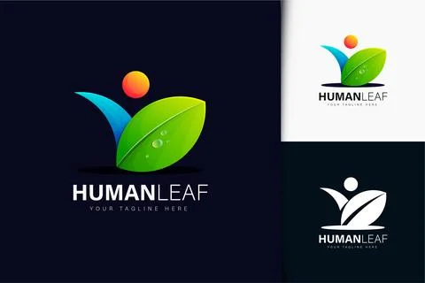 Human leaf logo design with gradient Stock Illustration