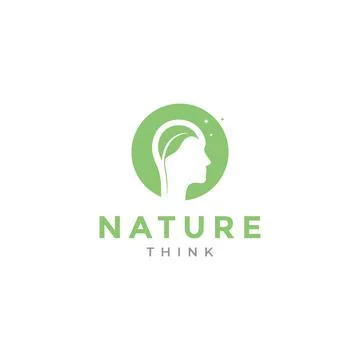 Human with leaf mind logo design Stock Illustration