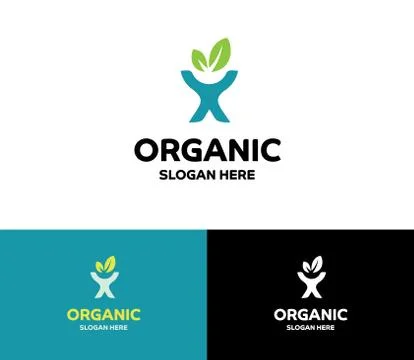 Human with Leafs Logo Illustrazione stock