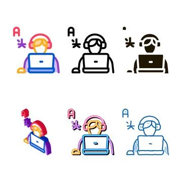Human learn foreign language icon styleset thin line vector Иллюстрация