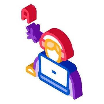 Human Learn Foreign Language isometric icon vector illustration Stock Illustration