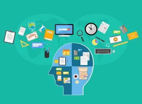 Human learning, human brainstorming, or human thinking concept illustration. Stock Illustration