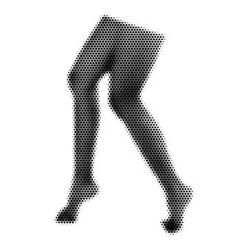 Human leg collage. Design element in trendy dotted pop art style. Retro hal.. イラスト素材
