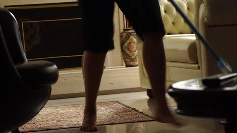 Human LEG Dancing with Broom Stock Footage 83325388