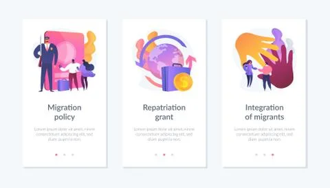 Human legal migration app interface template. Stock Illustration