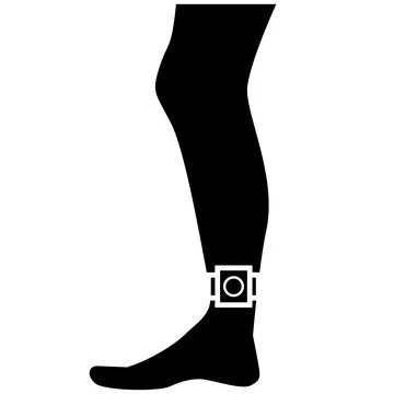 Human legs attached bail RFID tag icon. Portable transceivers transmitts Stock Illustration
