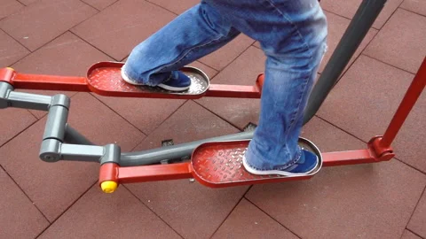 Human legs in slow motion on the simulator. Stock Footage 197267010