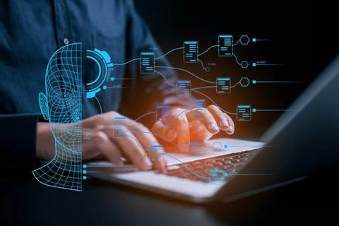 Human life with Artificial Intelligence, Data in computer technology Foto stock