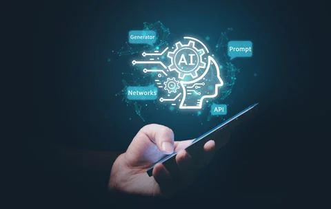 Human life with Artificial Intelligence, Data in computer technology Stock Photos