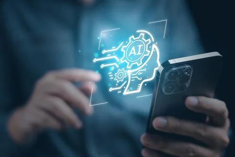 Human life with Artificial Intelligence, Data in computer technology Stock Photos