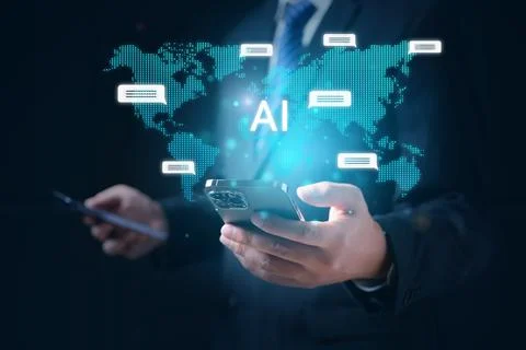 Human life with Artificial Intelligence, Data in computer technology Stock Photos