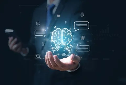 Human life with Artificial Intelligence, Data in computer technology Stock Photos