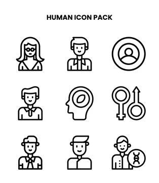 Human Line Bundle Icons Pack Illustrazione stock