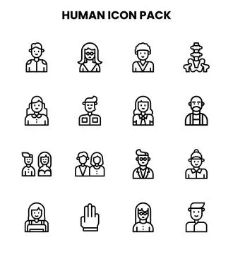 Human Line Bundle Icons Pack Illustration