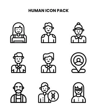 Human Line Graphics Icons Pack Illustrazione stock
