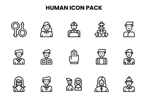 Human Line UI Icons Pack 스톡 일러스트