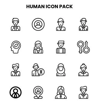 Human Line Vector Icons Pack Stock Illustration