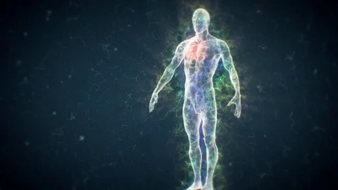 Human Liquid Body Reveal Human Energy Body Stock Footage