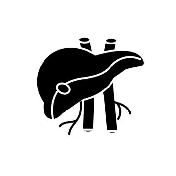 Human liver black icon, vector sign on isolated background. Human liver concept Stock Illustration