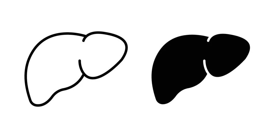 Human liver icon pack with silhouette and stroke web icons Illustrazione stock