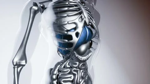 Human Liver Model with all Organs and Bones Stock Illustration