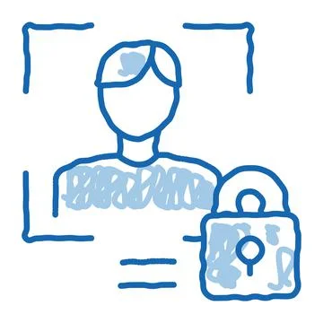 Human Lock Security doodle icon hand drawn illustration Stock Illustration