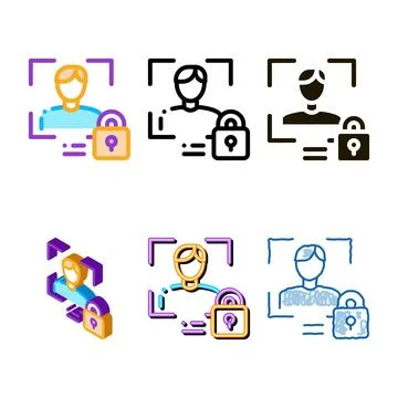 Human lock security icon vector outline variety Stock Illustration