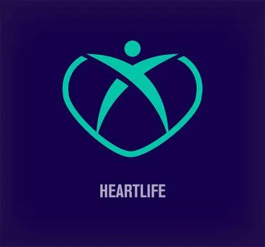 Human logo inside unique heart. Illustrazione stock