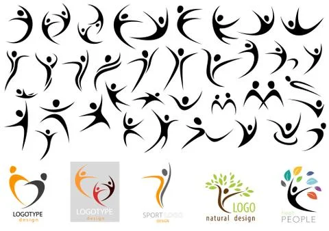 Human Logo Shape Collection Stock Illustration