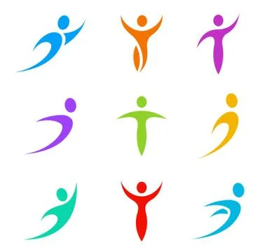 Human logo template elements. business and sport icon set. Stock Illustration