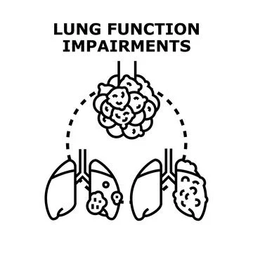 Human lung function impairments and respiratory illnesses concept 스톡 일러스트