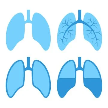 Human Lung Icons Set Stock Illustration