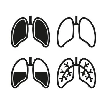 Human Lung Icons Set Stock Illustration